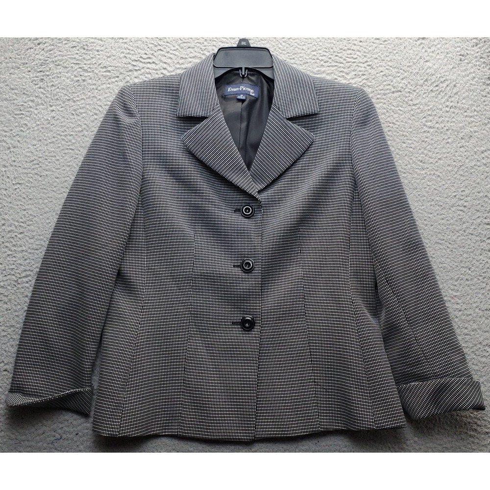 Evan Picone Blazer Jacket Womens 10 Multi Polka Dot Single-Breasted Notch Lapel